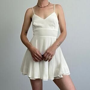 Lucy In The Sky White Open Tie Back A-Line Mini Dress